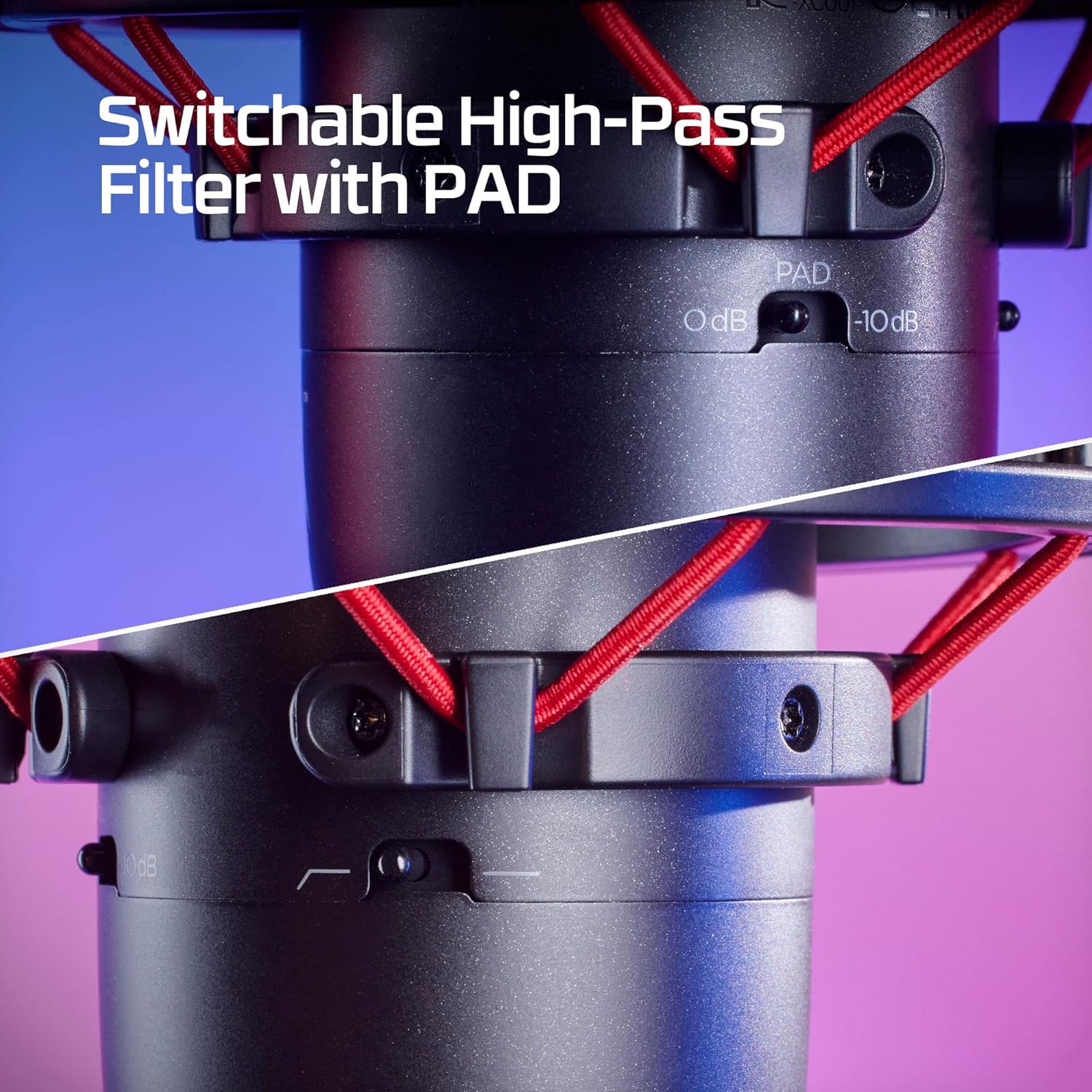 Micrófono HyperX ProCast de condensador con un gran diafragma