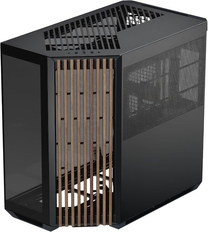CASE APNX V1-W-BK-V1 TORRE MEDIA PANEL LATERAL DE MADERA 2 PUERTOS USB 3.0 Y 1 PUERTO USB-C APCM-VI01103.11 NEGRO