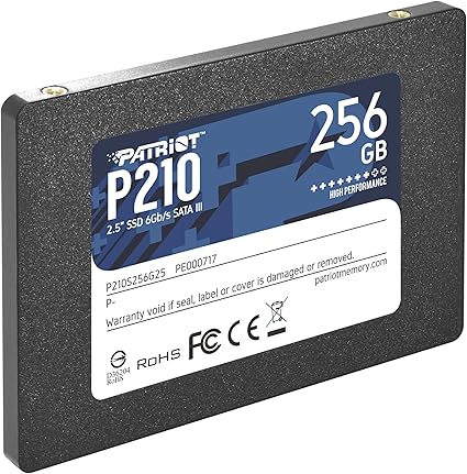 HD INTERNO SOLIDO 256GB PATRIOT P210 2.5" SATA III 500MB/S / 400MB/S P210S256G25 NEGRO