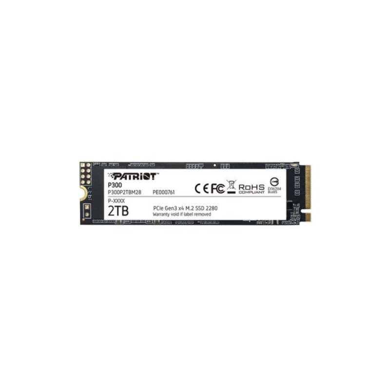 HD INTERNO SOLIDO 2TB PATRIOT P300 M.2 2280 PCIE GEN3 X4 NVME 2100MB/S / 1650MB/S P300P2TBM28 P300 NEGRO