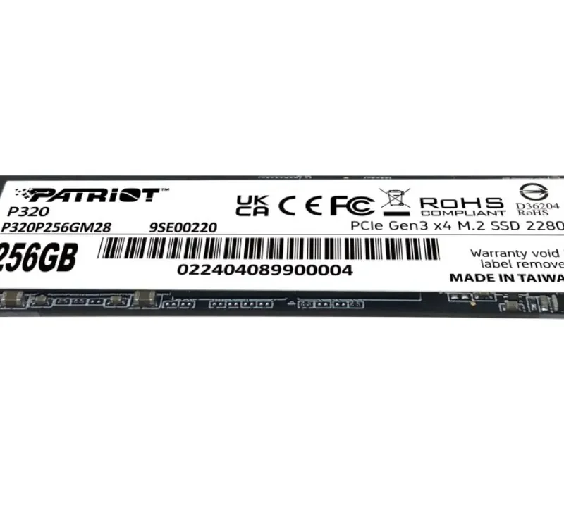 HD INTERNO SOLIDO 256GB PATRIOT P320 M.2 2280 PCIE GEN3 X4 2200MB/S / 1200MB/S P320P256GM28 NEGRO