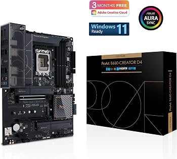 ASUS ProArt B660-Creator D4 LGA 1700(Intel 12th Gen) ATX Content Creator Motherboard(PCIe 5.0,DDR4,2.5G1G LAN,3xM.2 Slots,Front USB 3.2 Gen2x2 Type-C Ports with 60W Fast Charging,M.2 Key E Slot) – Tamaño 12×9.6 – Nombre de estilo PROART B660-CREATOR D4