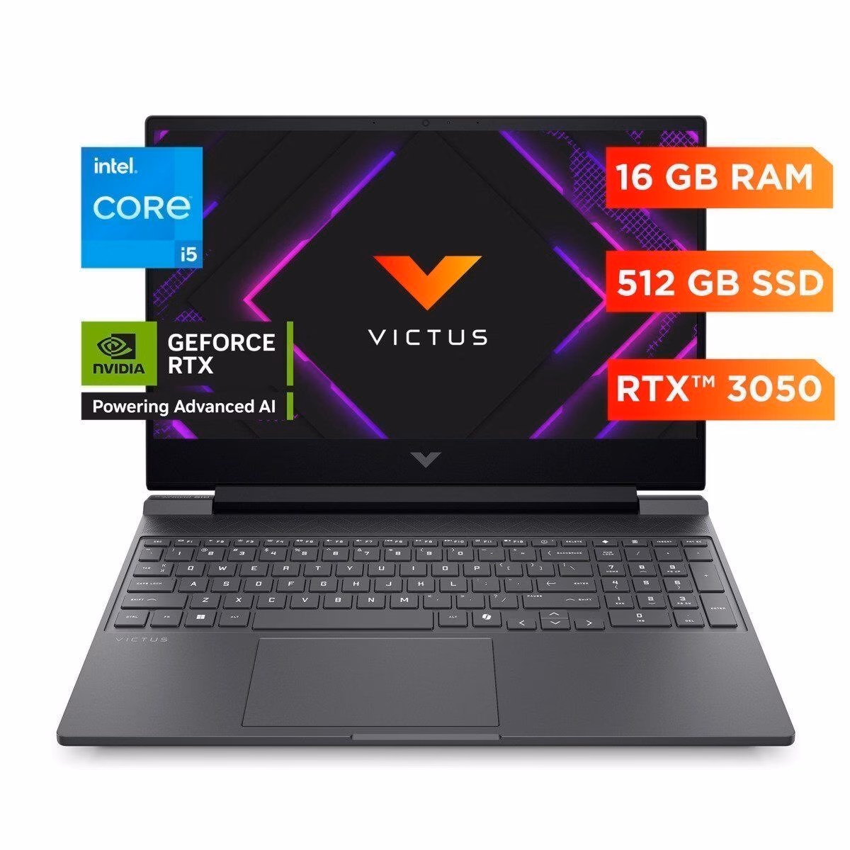 Laptop HP Gamer Victus 15-fa2014la, Intel Core i5 13th, 16 GB RAM, NVIDIA GeForce RTX 3050, 512 GB SSD Teclado Español, 15.6" FHD 144 Hz, Windows 11 Home LIQUIDACION
